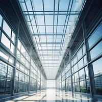 Large glass ceiling building architecture office.