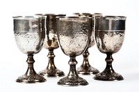 Old silver goblets glass white background refreshment. AI generated Image by rawpixel.