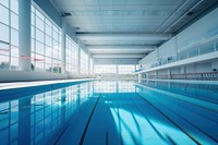 Swimming pool indoor stadium sports architecture reflection. 