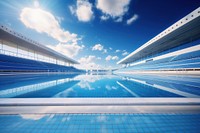 Swimming pool indoor stadium competition outdoors sports. 