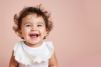 Baby laughing portrait smile front view. 