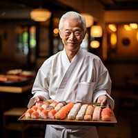 Sushi chef adult freshness happiness. AI generated Image by rawpixel.