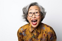 Senior asian woman laughing glasses adult. 