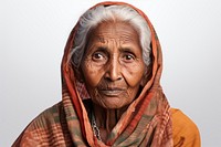 Senior indian woman retirement headscarf portrait. 