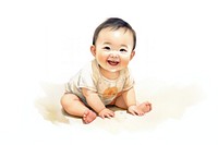 Baby crawling portrait smiling. 