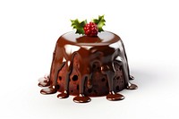 Christmas pudding chocolate dessert berry fruit. 