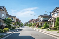 Neighborhood suburb sky car. AI generated Image by rawpixel.