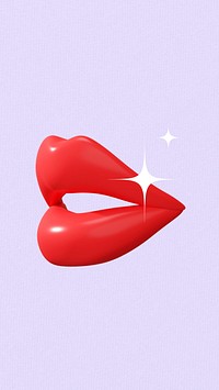 Woman's red lips iPhone wallpaper, 3D sparkly illustration