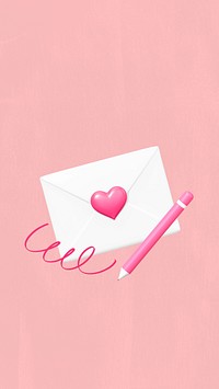 Valentine's love letter iPhone wallpaper, cute 3D remix