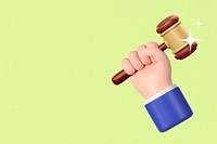 Hand holding gavel background, 3D law remix