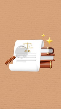 Law iPhone wallpaper, magnifying glass & parchment, 3D law remix