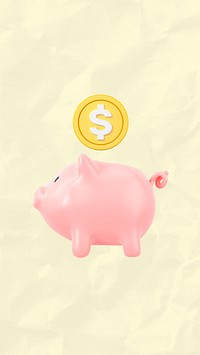 Piggy bank money iPhone wallpaper, 3D savings, finance remix
