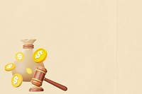 Financial law background, 3D gavel & money bag remix