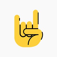 Rock n' roll hand icon, line art design vector