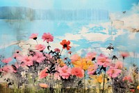 Clean background flower painting outdoors. 