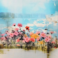 Clean background flower painting plant. 