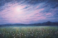 Meadow background landscape night sky. 