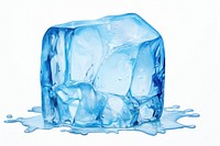 One melting ice cube white background refreshment freshness. 