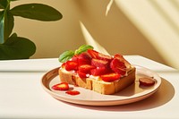 Strawberry toast plate dessert fruit. 