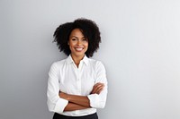 African american woman portrait standing blouse. 