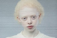 Albino woman, paper textured image
