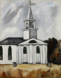 Church at Head Tide (1938–1940) painting in high resolution by Marsden Hartley. Original from the Minneapolis Institute of Art. 