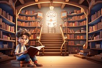 3D boy reading book remix