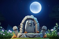 3D tombstone, Halloween full moon remix