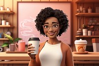 3D woman getting hot coffee remix