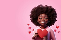 3D black woman holding heart, Valentine's remix