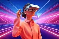 3D woman using VR remix