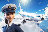 3D smiling pilot, jobs & profession remix