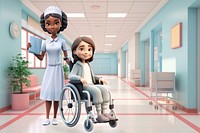 3D nurse & patient at a hospital remix