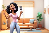 3D woman singing karaoke remix