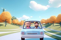 3D couple driving in the countryside remix