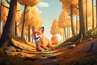 3D cute fox in the Autumn forest remix