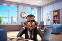 3D stressed businessman at work remix