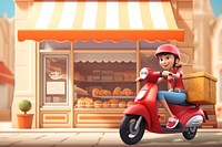 3D delivery girl on scooter remix