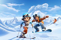 3D skiing couple remix