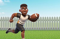 3D young rugby player running remix