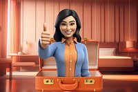 3D woman thumbs up, open briefcase remix