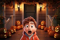 3D shocked little boy, Halloween trick-or-treat remix