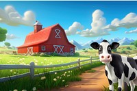 3D dairy cow at a farm remix