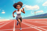 3D woman running on track remix