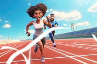 3D woman running on track remix