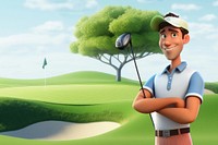 3D man golfer, sports remix