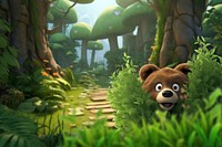 3D little bear hiding remix