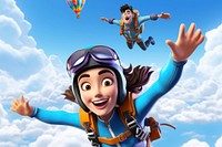 3D people skydiving, extreme sports remix