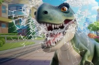 3D dinosaur cracking the glass remix