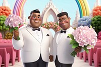 3D gay couple wedding, LGBTQ remix